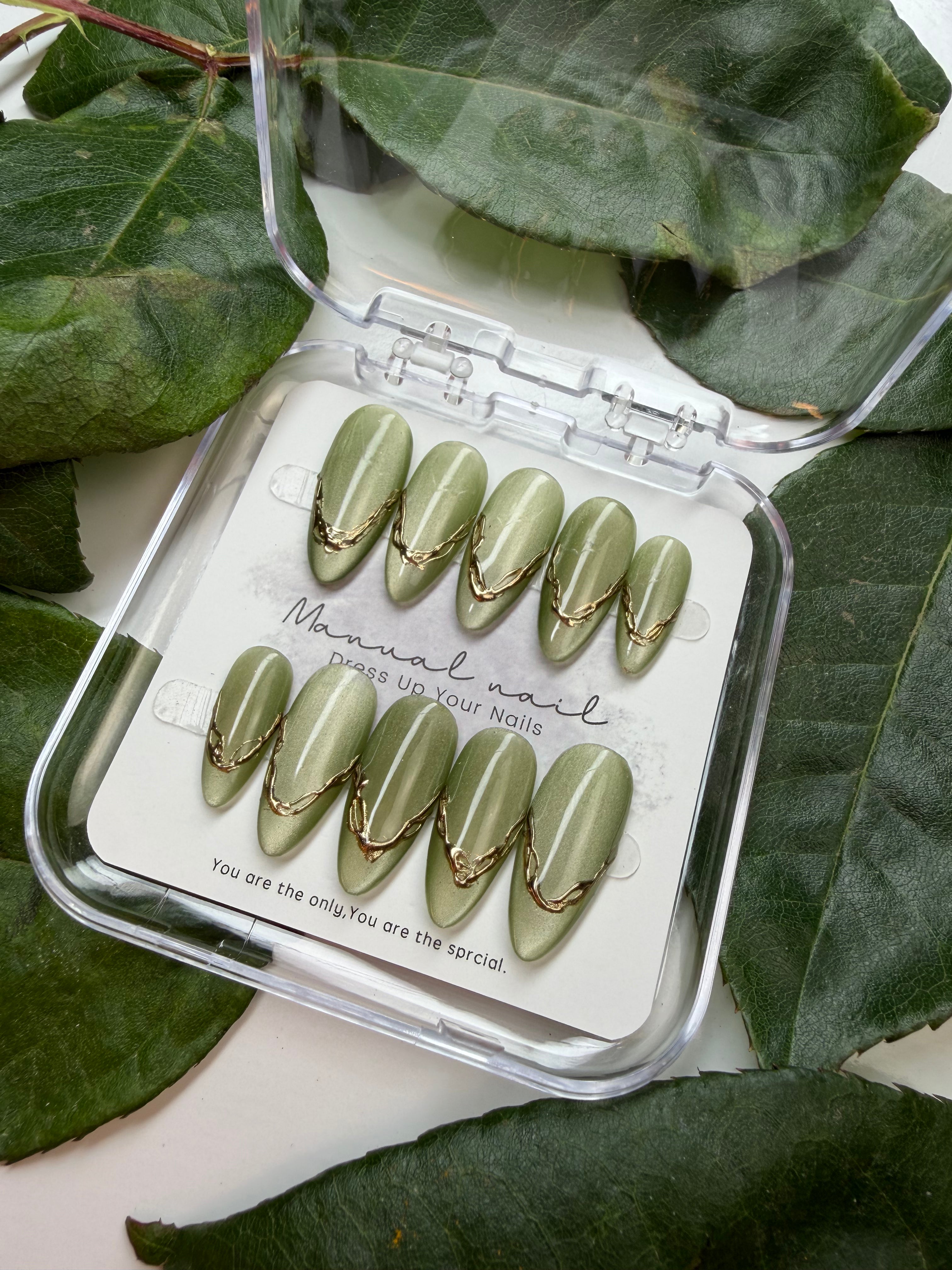 Forest Gold Nails