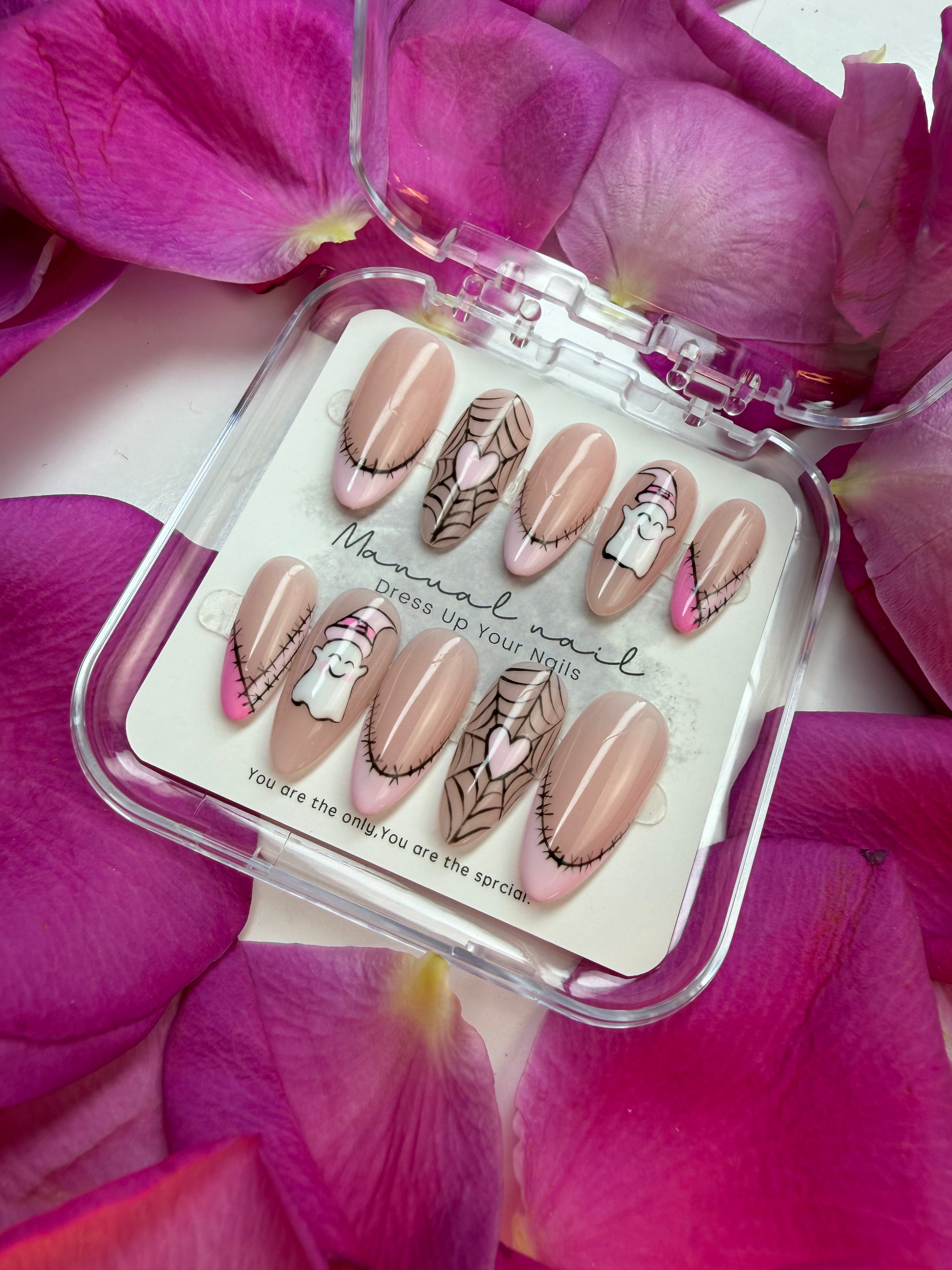 Nude Ghost Web Nails