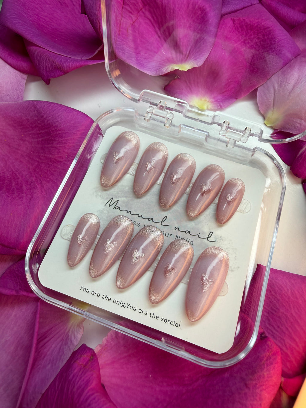 Rosy Heart Nails